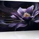 TutuBeer 1 Panel Wall Art Purple Canvas Wall Art Purple Flower with Black Swirls Print on Canvas Flower Picture for Bedroom Home Decor Living Room Stretched and Framed 8x16 inch