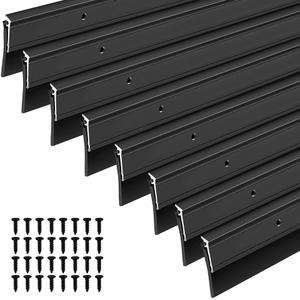 FoldTier 8 Pcs All-Season Door Sweep for Bottom of Door Exterior and Interior, Aluminum Alloy and Rubber, Commercial Weather Stripping Draft Stopper for Threshold Seal (1-3/4 x 36 Inch,Black)