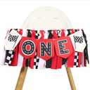 Race Car High Chair Banner - Fast One Birthday Party Decorations,Red Vintage Racing 1st Birthday Highchair Banner,Race Car Boy Smash Cake Banner,Racing Garland With Black And White Checkered Flags