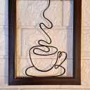 One Line Coffee Cup Metal Art 12x16