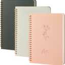 3 Pcs Spiral Notebooks For Women - Aesthetic College Ruled Journal/Notebook with Large Pockets & 7mm 60 Sheets Lined Pages - for School and Office SuppliesA5, 5.7" x 8.3" (Pack 1)