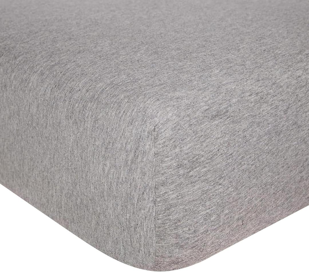 Burt's Bees Baby Essential Organic Cotton Fitted Crib Sheet, Breathable for Boy Girl Standard Crib & Toddler Mattresses (1-Pack, Heather Grey)