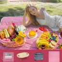 Picnic Basket for 2 with Table and Blanket Collapsible Cooler Bag Insulated Picnic Set for Beach Picnic Hamper Picnic Date Essentials for Outdoor Picnic Accessories Wedding Gift/Bridal Shower Gift