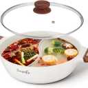 5-QT Shabu Shabu Pot, Non-Stick Hot Pot with Divider, Dual Flavor Stockpot with Lid for Cooking, Perfect for Family and Friends Gathering