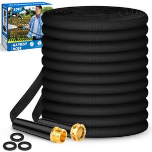 Garden Hose 50 FT, Non-Expanding, Lightweight Water Hose with 3/4", Easy Storage, Portable and Flexible Kink-Free PVC Inner Core, 500 PSI Burst Strength Outdoor Hose for Garden, Yard and Lawn
