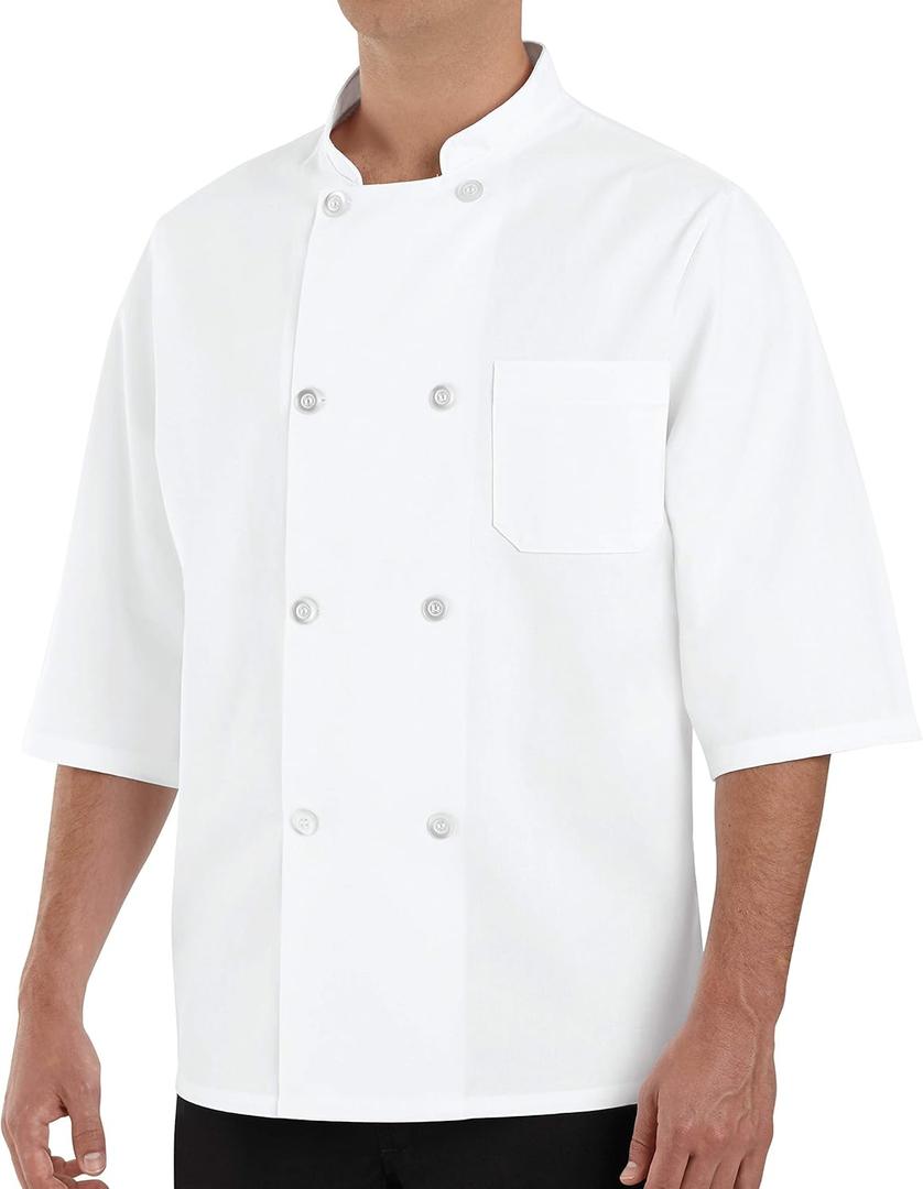 Chef Designs Men's 1/2 Sleeve Chef Coat (X-Large, White)