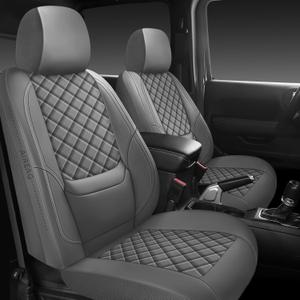 Wrangler Seat Covers 2007-2017 Front Pair, Waterproof Leather Interior Sets with Lumbar Support Custom Fit for Jeep Wrangler JK 2/4 Door Unlimited Sahara/Sport/Rubicon X 392 Willys, Gray