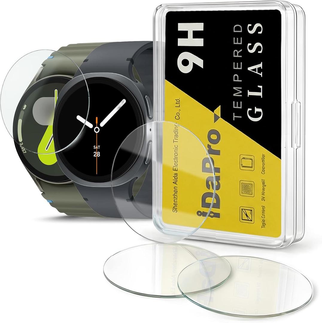 Screen Protector for Samsung Galaxy Watch 8/7/6/5/4 (44mm)[4Pcs],9H Tempered Glass Protection Kit in Reusable Storage Case,Anti-Scratch,Bubble-Free,Easy Installation