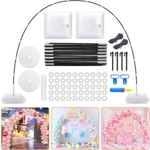 Chamvis Balloon Arch Kit, 9FT Height & 10FT Width Adjustable Balloon Arch Stand Frame Garland Stand and  Electric Balloon Pump, Mini Portable Inflatable Pump 300W AC 110V