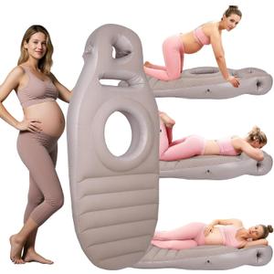 Inflatable Pregnancy Pillow for Pregnant Women - Maternity Mattress with Belly & Head Hole, Relieves Back & Hip Pain, Portable with Electric Pump, Gray