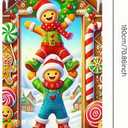 2 x BlissYard Christmas Door Cover 71x35 Inch Gingerbread Kids Door Banner, Merry Christmas Winter Porch Sign for Front Door, Cute Holiday Entry Decor Indoor Outdoor Farmhouse Party Hanging Cover