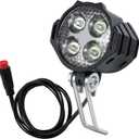 Ebike Headlight 2 Pin, Ebike Front Light for 36V 48V Battery Systems, Waterproof Connector Electric Bike Front Light, Fit for Electric Bicycles/Mountain Bikes/Scooters, 12V-60V