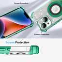 KANGHAR for iPhone 14 Case, Support for MagSafe [Four Corner Cushion Series] Kickstand Electroplate Edge Shockproof Durable Full Body Protection for Girls Women -Green