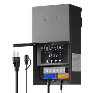 DEWENWILS 300W Low Voltage Landscape Transformer, 2 Zone Independent Control, 120V to 12V/14V AC, Outdoor Landscape Lighting Transformer with Timer & Photocell Sensor, Weatherproof