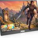 AOC Portable Monitor 15.6'' FHD 1080P IPS 125% sRGB, USB-C HDMI Travel Monitor for Laptop, Ultra Slim External Second Screen for Work, Gaming, Mac, PS5, Xbox, Switch with Speakers & HDR, Black