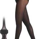 Indestructible Rip Resistant Tights for Women Sheer Black Control Top Pantyhose with Reinforced Toes (Medium)