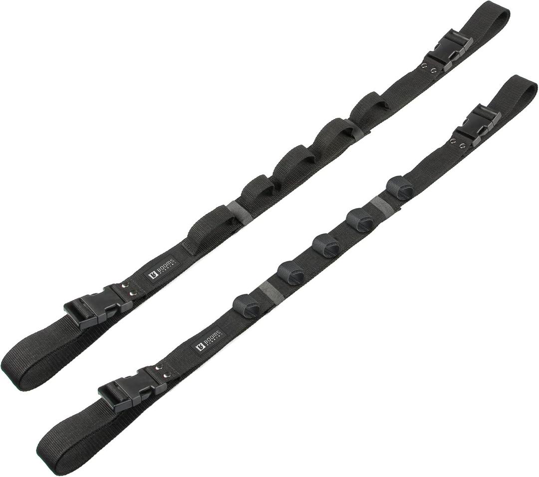 Booms Fishing VRC Vehicle Rod Carrier, Car Fishing Rod Holder, 2 Nylon Straps Adjustable Range 31.5 "-59", Fishing Pole Roof Rack Store 5 Poles Max, For vehicles with 4 Roof Grab Handles Only