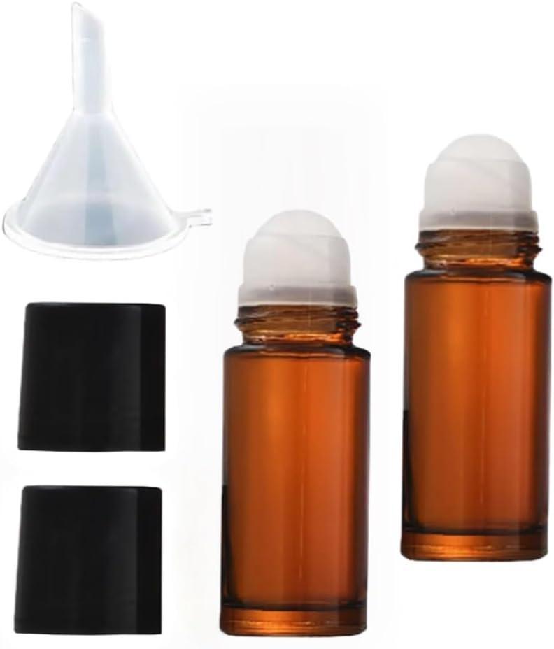 2Pcs Brown 30ml Glass Essential Oil Roller Bottles Refillable Roll on Bottles Empty Deodorant Bottle Containers Rollerball Beauty and Personal Care Tools for Fragrance Cosmetics