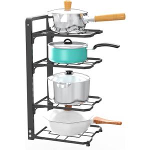 Pot and Pan Organizer Rack for under Cabinet, Heavy Duty Pot Pan Rack under Sink Organizers and Storage, Pot lid organizer, Kitchen Cabinet Organizer with 4 Adjustable Tiers Pot and Pan Organizer Rack for under Cabinet, Heavy Duty Pot Pan Rack under Sink Organizers and Storage, Pot lid organizer, Kitchen Cabinet Organizer with 4 Adjustable Tiers