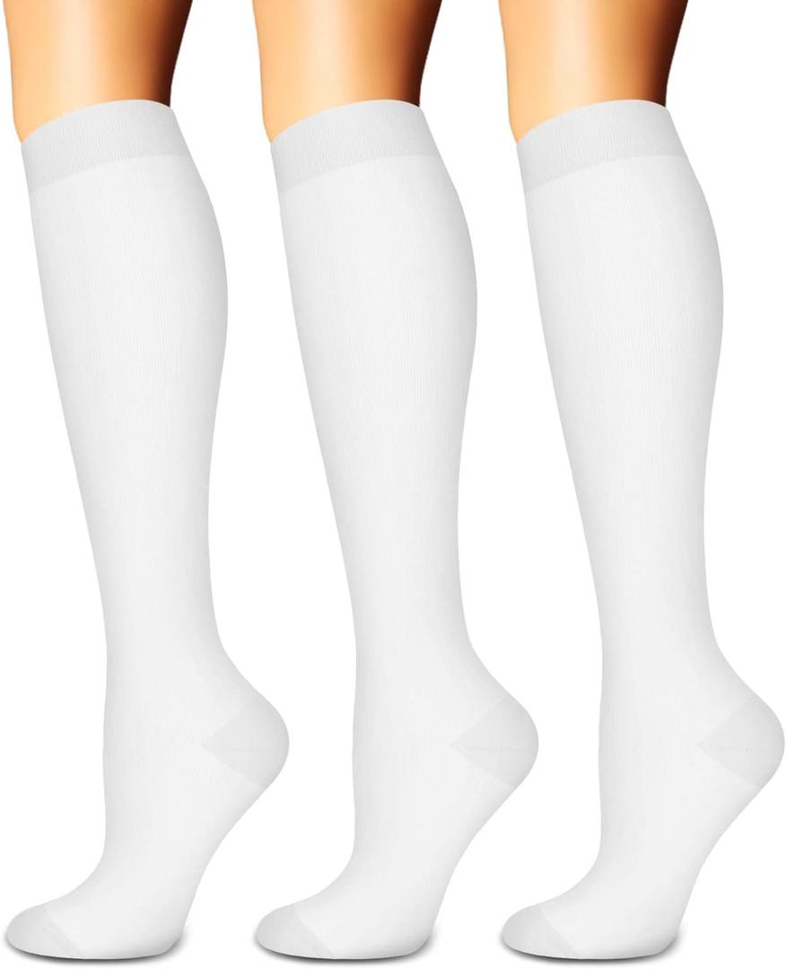 SunFeeling Compression Socks for Women & Men Circulation (3 Pairs) - Best Support for Athletic Running Nurses Recovery Travel (Small-Medium)