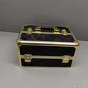 Rolling Makeup Case, Makeup Train Case with Lid, 5 in 1 Cosmetology Case on Wheels, Christmas Gift, Large Makeup Organizers, Proffesional Cosmetic Case for Salon Barber, Pattern Black Gold (4 layers)