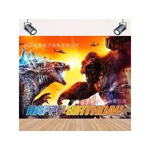 Monster and Kong Birthday Party Supplies for Monster Theme Background, 5 x 3 ft Happy Birthday Banner Monster Backdrop for Birthday Party Decorations