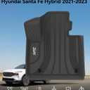 3W Floor Mats Fit 2021-2023 Hyundai Santa Fe (Only for Hybrid & PHEV, Not Fit Gas), TPE All Weather Custom Fit Car Floor Liners 1st & 2nd Row, Black