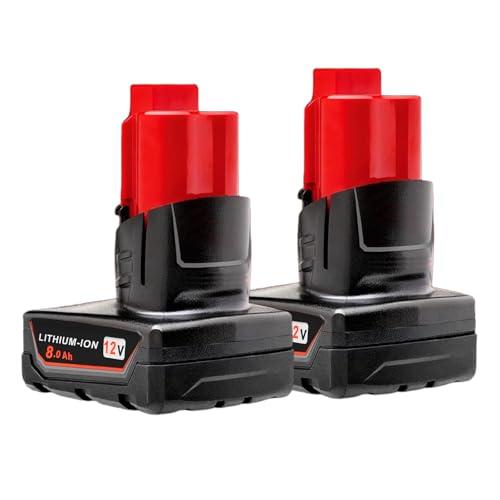 Battery Replacement for Milwaukee M12 12v: Batteries 8.0 ah Lithium Compatible with Milwaukee 12 Volt Cordless Power Tools 2 Pack