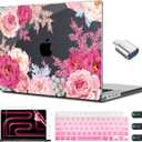 CISSOOK Gorgeous Floral Case for MacBook Pro 14 Inch 2025 2024 2023 2021 Release M5 M4 M3 M2 M1, Plastic Hard Shell Case for MacBook Pro 14.2", Gorgeous Flowers