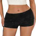 SHENHE Women's Sequin Micro Shorts Sparkly Low Rise Y2k Sexy Rave Mini Micro Shorts, XS