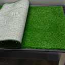 Dog Grass Pad with Tray Extra Large 47.6x29.2'',Portable Dog Litter Box with 2 Pcs Replacement Hemming Artificial Grass & Washable Reusable Pee Pads, Indoor Outdoor Fake Grass Pad for Dogs Potty