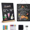 SELEAD Chalk Board Sign Board - 2 Pack 12x16 Inch Decorative Chalkboard with Wooden Stand + Hanging Rope, Table & Wall Decor, Double-Sided Message Menu Food Board for Business, Wedding