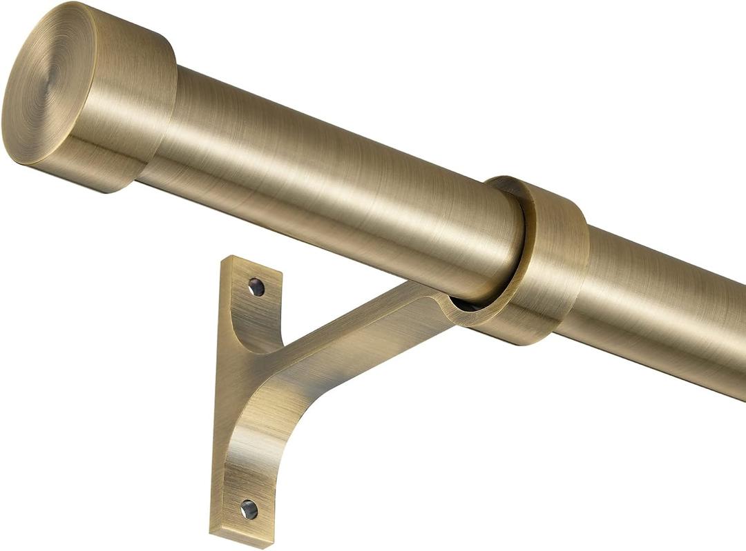 Antique Bronze Curtain Rods for Windows 72 to 144 Inch,Adjustable Drapery Rods with Aluminum End Cap and Full Surround Brackets,1-Inch Window Curtain Rod for Wall and Ceiling Mount