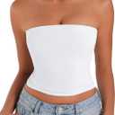 Sunzel Womens Strapless Sexy Tube Top Double Lined Sleeveless Crop Top Summer Basic Bandeau Tops for Layering or Going Out (White, S)