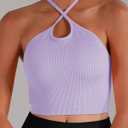 Sunzel Free to Be Tank, Crop Ribbed Tank Tops Seamless Racerback Camisoles No pad Camis Cropped Workout Gym Yoga (Medium, Lilac Fragilesprout Gumpink(3pcs)-crop)