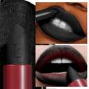 USHAS Black Lipstick, Long Lasting Matte Lipstick, Smudge Proof, Transfer Resistant Lip Color, Waterproof, Lipstick for Halloween Makeup (Black, 2Pcs) (1 Count (Pack of 1))