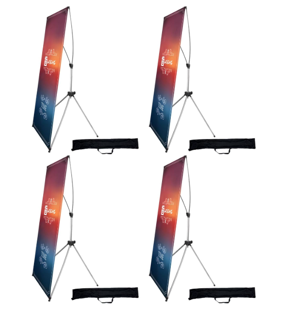 USCNC X Banner Stand Adjustable Fit Banner 23 x 63 to 32 x 78 Inch(STAND ONLY), Portable Travel Bag,Suitable for advertising, stores, exhibitions, restaurants, events, birthday parties, and other occasions (4 Pack)
