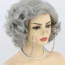 Topcosplay Old Lady Wig and Accessories 5pcs Set Granny Costume Wig Grandma wig Halloween Party Wigs (Grey)