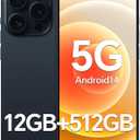 Unlocked Cell Phone H16 ProMax, 12+512GB Smartphone, Android 14 Unlocked Phone, 6800mAh Battery, 48+108MP Camera, Dual SIM, 6.7 HD Screen, Face ID/Fingerprint Lock/Bluetooth/GPS/WiFi/Blue