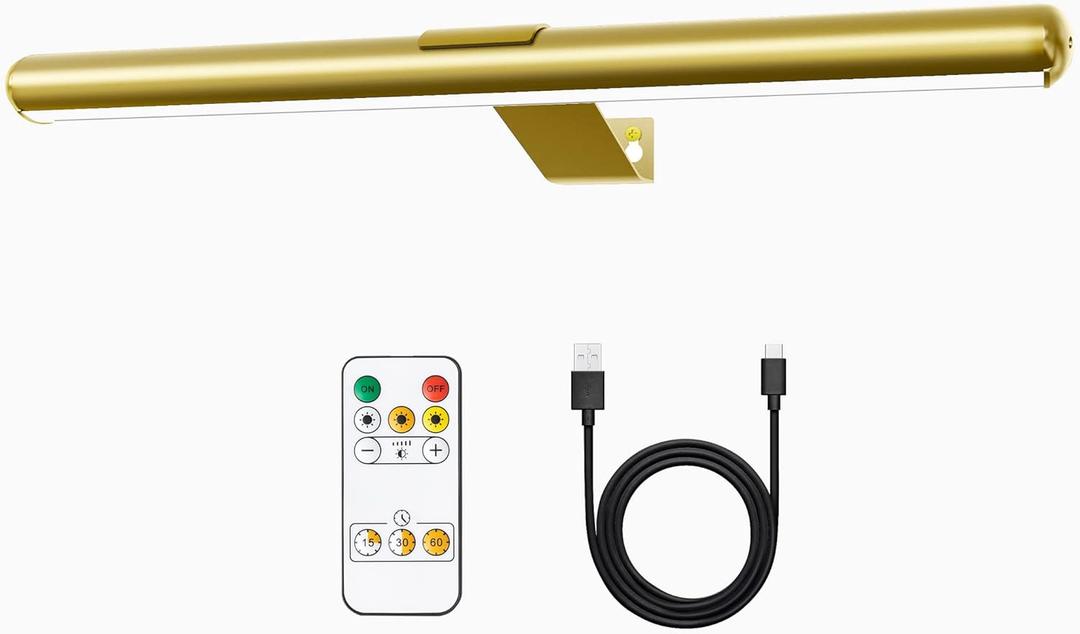 TINTINDOC Battery Operated Picture Light Painting Light with Remote, 16'' Wall Art Gallery Display Light,Full Metal Dimmable 300LM Wall Light for Picture Painting Dartboard Gallery Art (Gold)