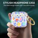 Cute Case Cover Compatible with AirPod 4th Generation 2024, Shockproof for Women & Girls with Cute Golden Round Buckle – Protective, Anti-Drop Design(Colorful Leopard)