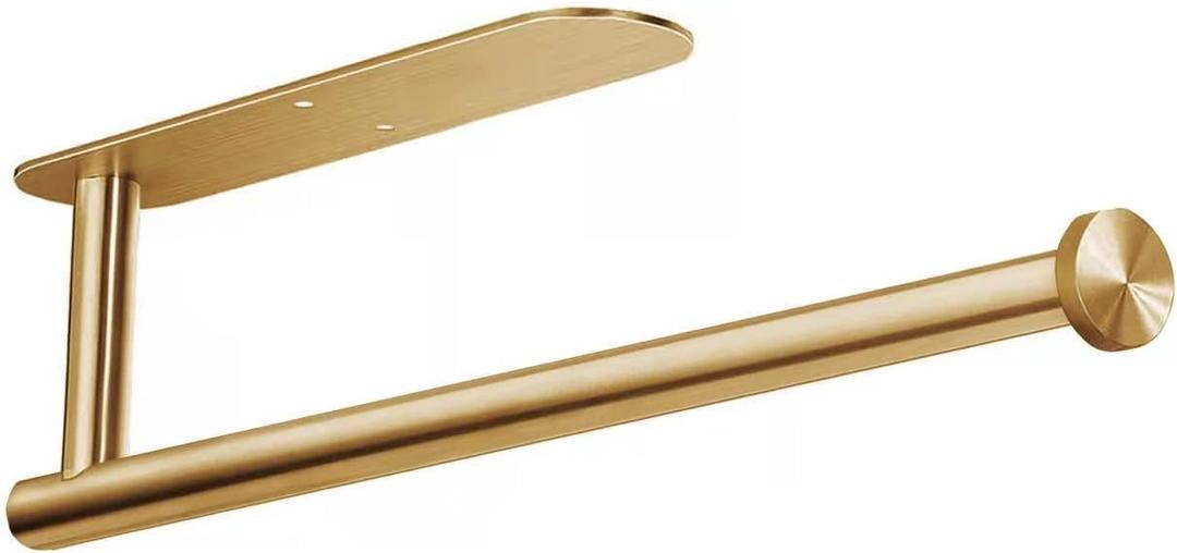Paper Towels Rolls Holders- for Kitchen,Paper Towels Bulk- Self-Adhesive Under Cabinet, Stainless Steel Paper Towel Holder(Gold)