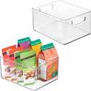 iDesign Plastic Stackable Pantry Bin - Organizer Bin with Handles for Cabinets or Fridge - Set of 2 - Clear