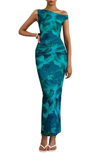 PRETTYGARDEN Women's Summer Maxi Bodycon Dresses Off The Shoulder Sleeveless Floral Print Long Party Club Slit Dress (Floral Lake Blue, Small) PRETTYGARDEN Women's Summer Maxi Bodycon Dresses Off The Shoulder Sleeveless Floral Print Long Party Club Slit Dress (Floral Lake Blue, Small)