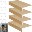 4 Pcs Wire Shelf CoverWire Rack Covers for Shelves, PVC Wood-Look Shelf Liners with Corner Guards for Pantry, Store, Kitchen, Removable Shelves, Home Organization (24 x 12 Inch, Light Brown)