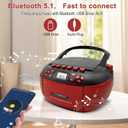 Portable CD Player and Cassette Player with Remote Control, FM Radio, USB Playback, Bluetooth Speaker, Recording Function, Battery/AC Powered for Elderly
