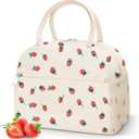 DALINDA Insulated Strawberry Lunch Bag for Women,Cute Corduroy Lunch Tote Bags Lunch Box Water-Resistant Large Capacity Reusable Insulated Cooler for Work Picnic or Travel