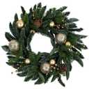 Lighted Christmas Wreath, with green ribbon 
Winter Wreath