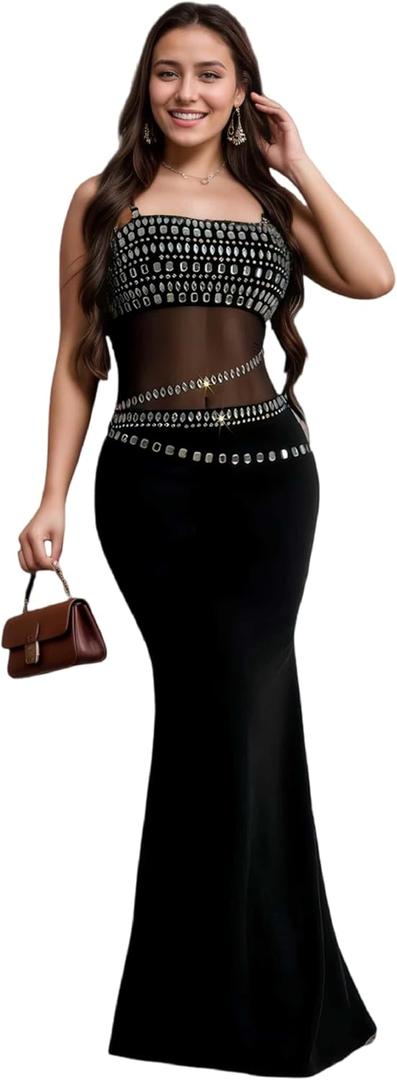 Elegant Long Prom Dresses Sexy Evening Gowns for Women Formal Events 2025 (XX-Large, Black-c6989)