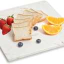 Diflart Natural Marble Stone Cutting Board for Kitchen, 16x16 Inch, White with Gold Veins, Marble Slab Pastry Board Large with Non-Slip Feet for Backing, Cheese, Chocolate, Pack of 1 Piece